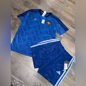 Adidas Kids Blue Sports Shirt and Shorts